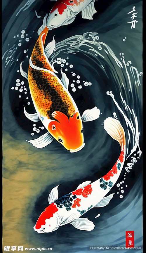 福州特产锦鲤绘画图